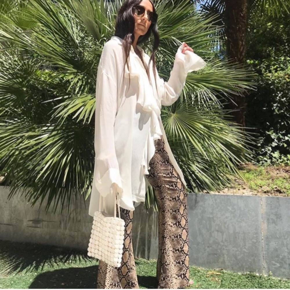 ZARA SNAKE PRINT FLARED PANTS - Picture 8 of 8